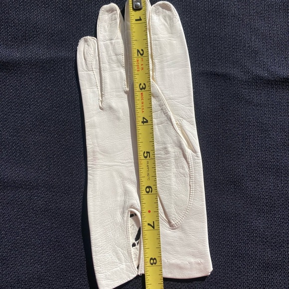 VTG Leather Gloves Italian Made by Anticoli Off White Size 7 - Picture 14 of 16
